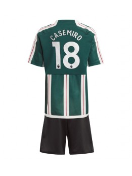 Manchester United Casemiro #18 Auswärts Trikotsatz für Kinder 2023-24 Kurzarm (+ Kurze Hosen)